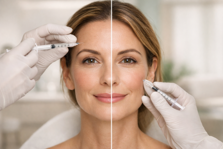 Botox vs dermal fillers treatment showing natural facial rejuvenation results at med spa in Bel Air MD
