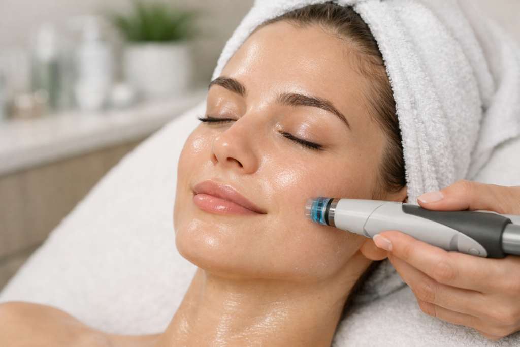 HydraFacial in Bel Air MD at Bala Medispa showing glowing hydrated skin and deep cleansing facial treatment