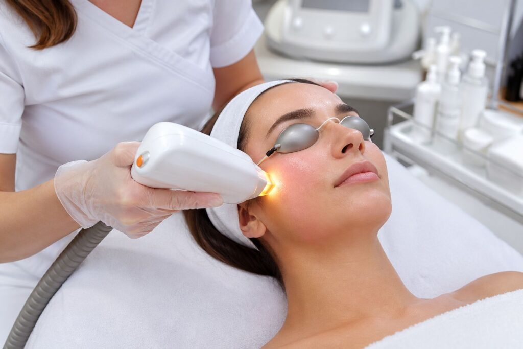 Dye VL IPL treatment for pigmentation and redness using light therapy device for clearer and even skin tone