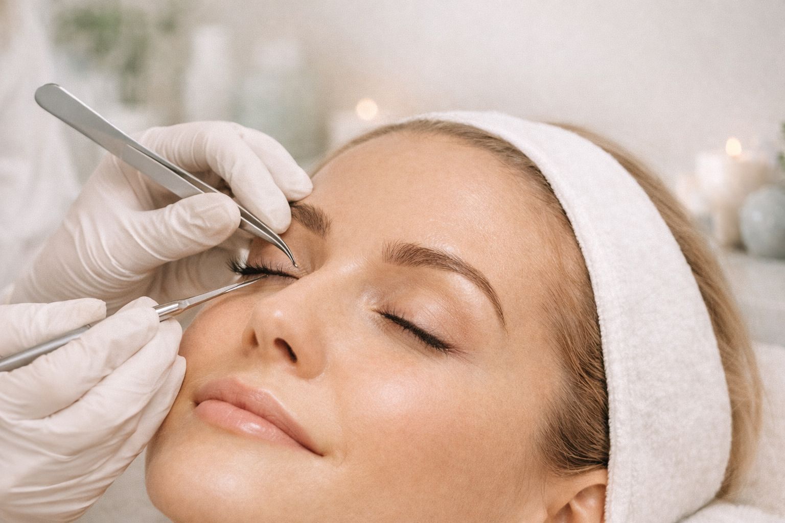 Eyelash enhancement treatment at Bala Medispa showing longer fuller lashes with professional application