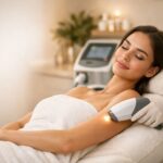 Woman receiving laser hair removal treatment at a medical spa in Bel Air MD with advanced laser technology for smooth hair-free skin