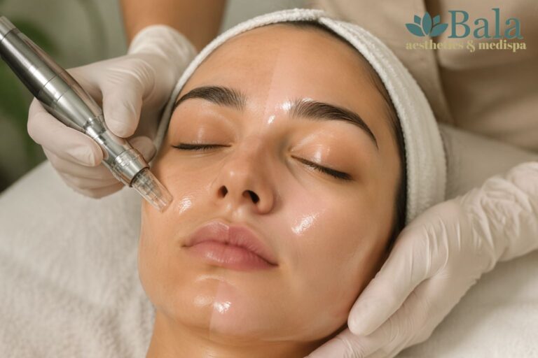 Microneedling with PDRN treatment in Bel Air MD at Bala Med Spa for skin repair and glowing healthy skin