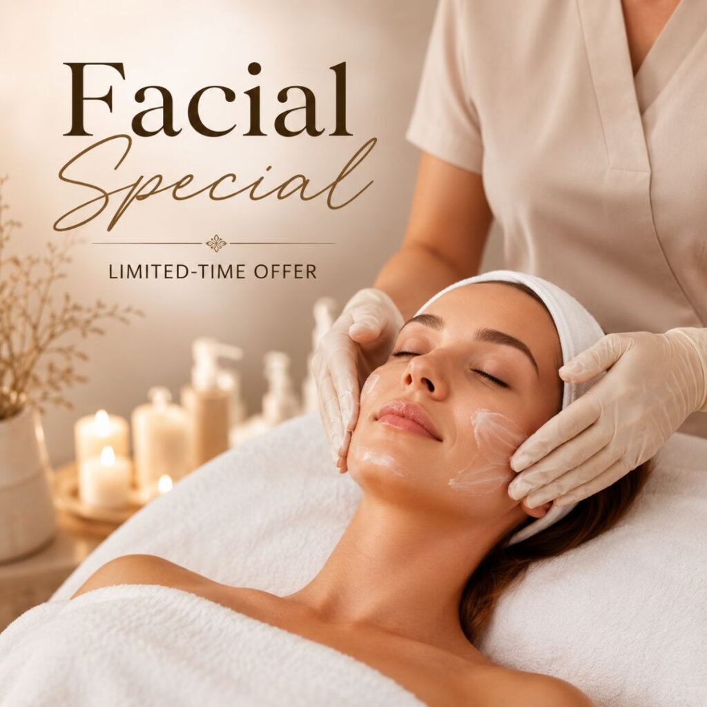 Luxury facial treatment offer at Bala Medispa in Bel Air Maryland featuring glowing skin and a relaxing spa experience.