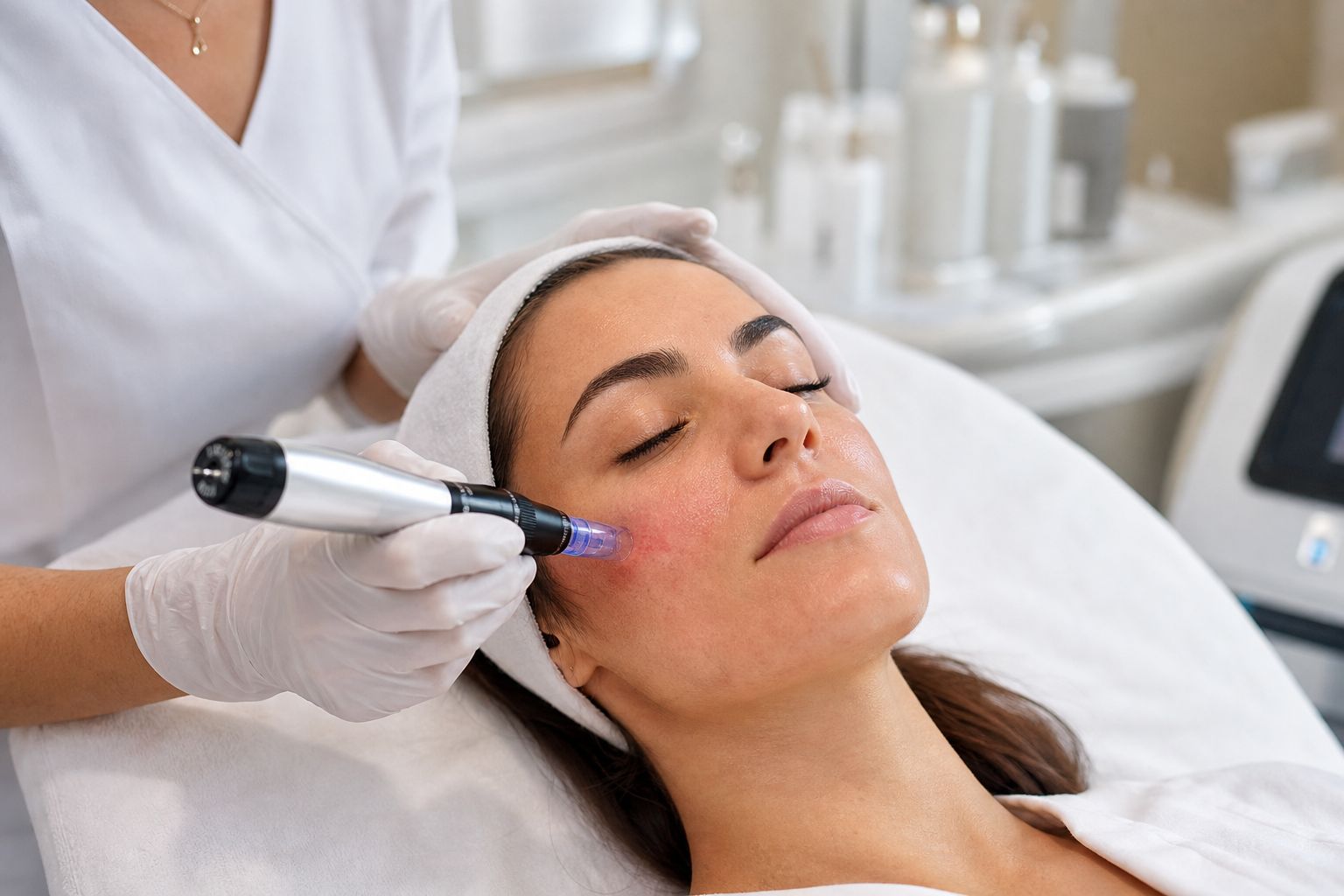 Microneedling for skin rejuvenation in Bel Air MD using dermapen device to improve skin texture and collagen