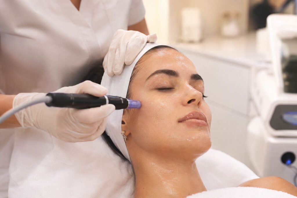 Microneedling with PDRN for summer skin maintenance to support collagen production and healthy glowing skin