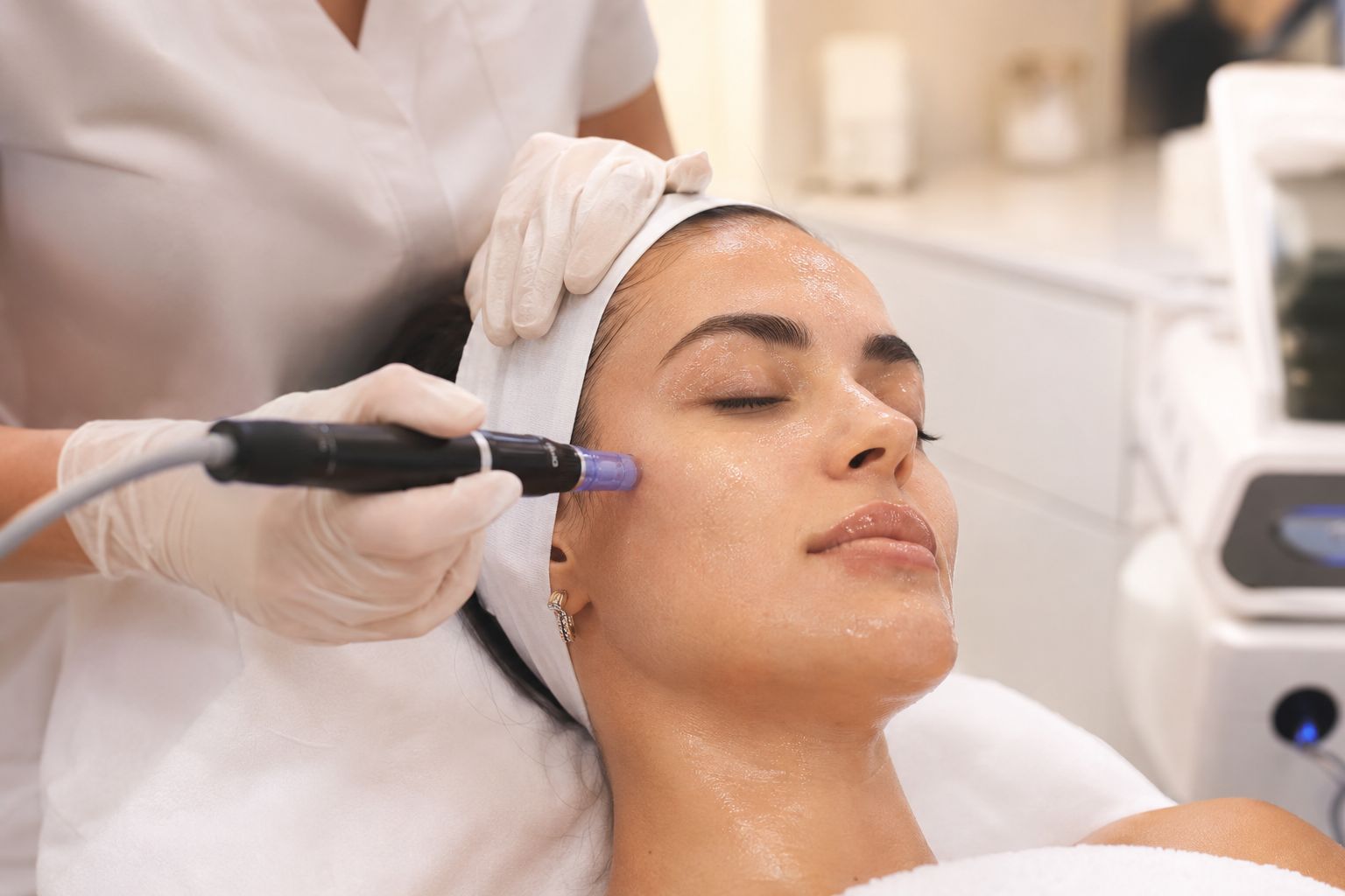 Microneedling with PDRN for summer skin maintenance to support collagen production and healthy glowing skin