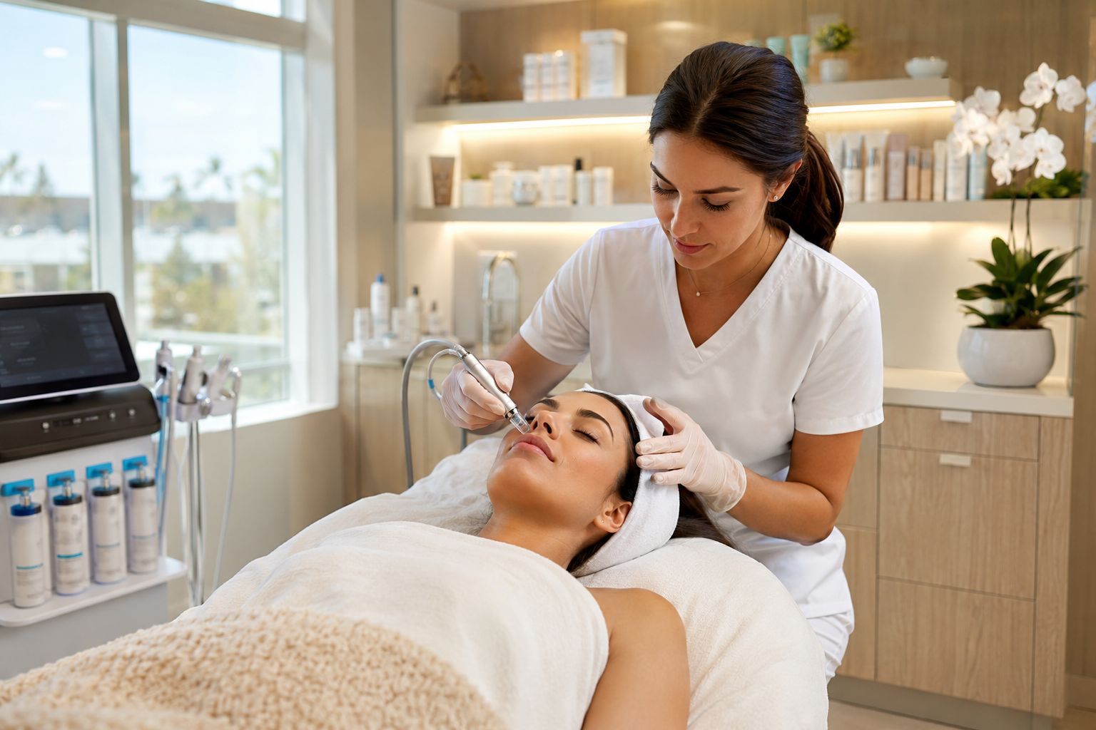 Licensed provider performing a professional Microneedling treatment during Bala MediSpa's Microneedling Special in Bel Air, MD.