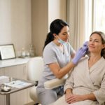 Woman receiving dermal filler treatment for natural facial rejuvenation at Bala Medi Spa in Bel Air, MD.