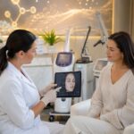 Licensed aesthetic provider consulting with a patient at Bala Medi Spa in Bel Air, MD about personalized skin rejuvenation and non-surgical aesthetic treatments.