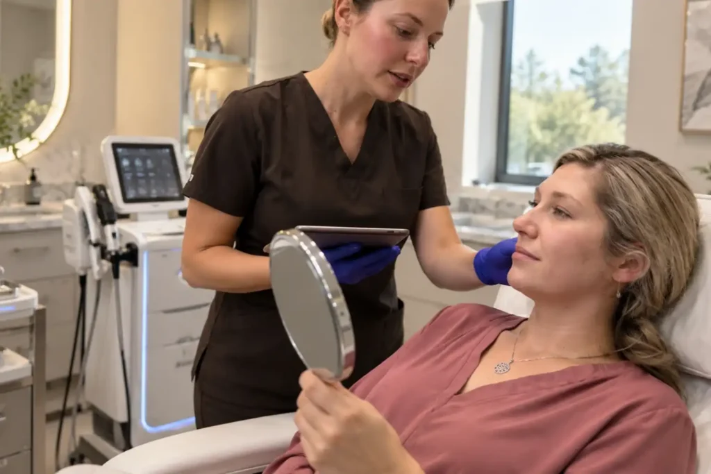 Regenerative aesthetics consultation for collagen-focused skin rejuvenation at Bala Medi Spa in Bel Air, MD