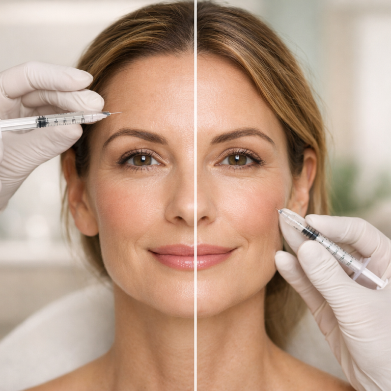 Botox vs dermal fillers treatment showing natural facial rejuvenation results at med spa in Bel Air MD