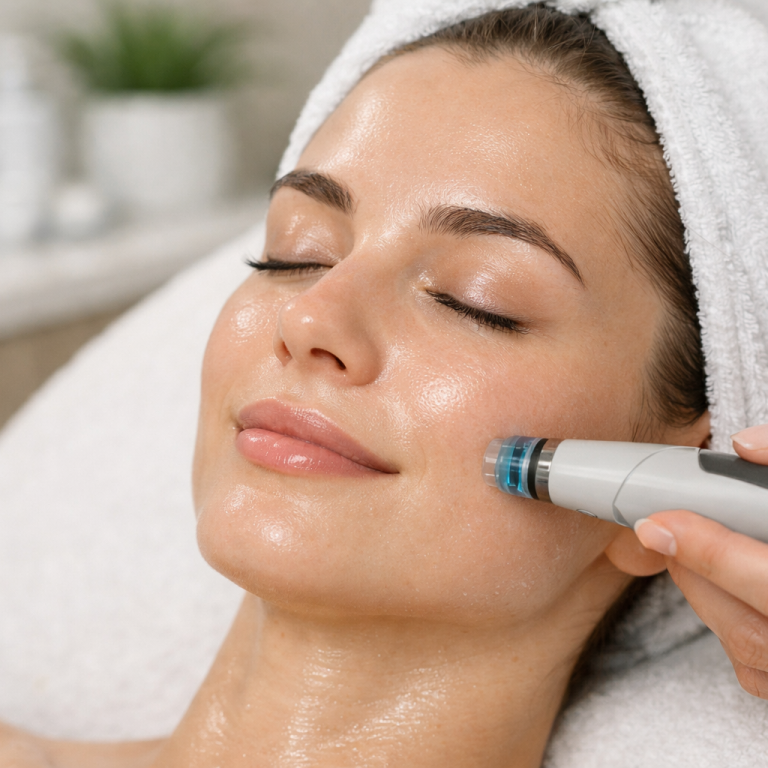 HydraFacial in Bel Air MD at Bala Medispa showing glowing hydrated skin and deep cleansing facial treatment