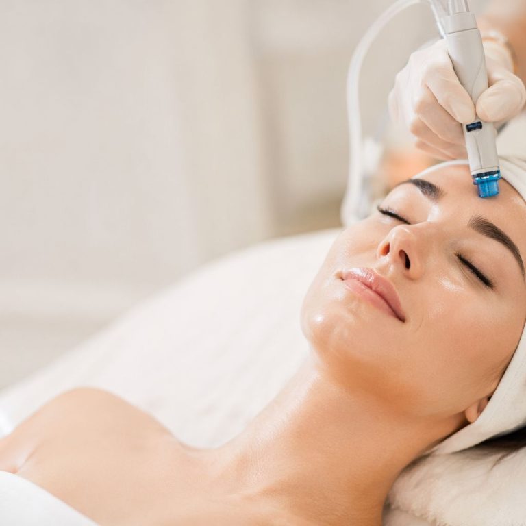Hydrafacial treatment in Bel Air MD showing glowing hydrated skin and deep cleansing facial process