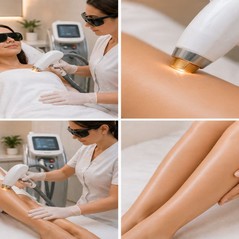 Laser hair removal treatment and results at Bala Medispa in Bel Air, MD showing underarm and leg hair reduction with smooth skin results