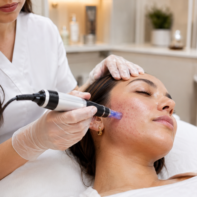 Professional microneedling treatment for acne scars at Bala Medi Spa in Bel Air, MD