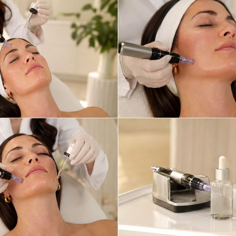 Microneedling with PDRN for summer skin treatment improving hydration collagen production and skin radiance