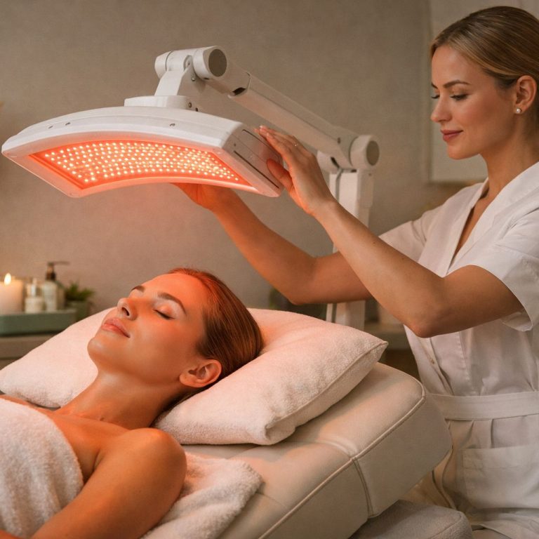 Red Light Therapy facial treatment at Bala Med Spa Bel Air Maryland for skin rejuvenation and anti-aging